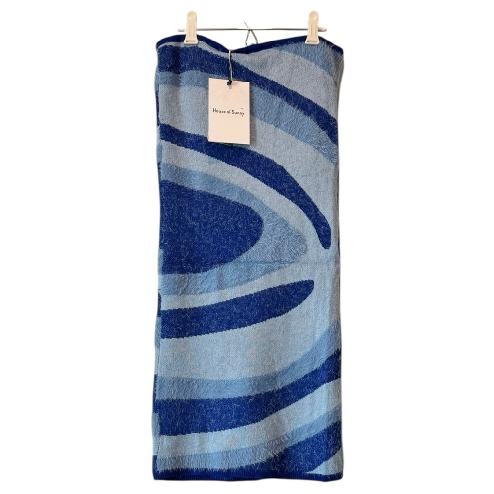 House of Sunny Spice Hockney Strapless Tube Mini Dress in Klein Blue, Small, NWT - Picture 7 of 9